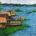 Floating Houses on Amazon River | Mixed media on canvas
