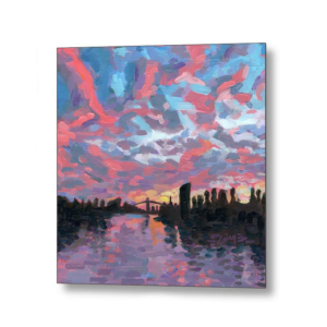 Main River at dusk aluminium metal print