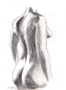 Femme derrière drawing on paper